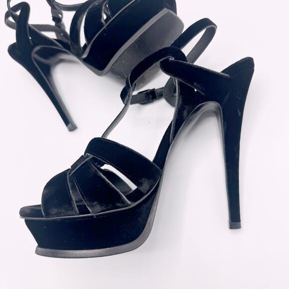YSL Yves Saint Laurent Velvet Tribute Heels - Picture 8 of 15